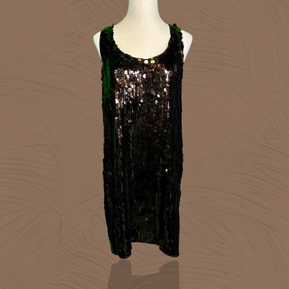NWT Diane Von Furstenberg ‘Pellina Pialette’ Brown Tortoise Sequin Sheath Dress - Picture 3 of 16